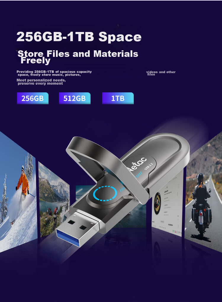 Netac 512GB USB3.2 Solid State Flash Drive US9 Type-C Dual Interface USB Drive Read Speed 1000MB/s Computer Portable Hard Drive System Flash Drive Speed Boost 10