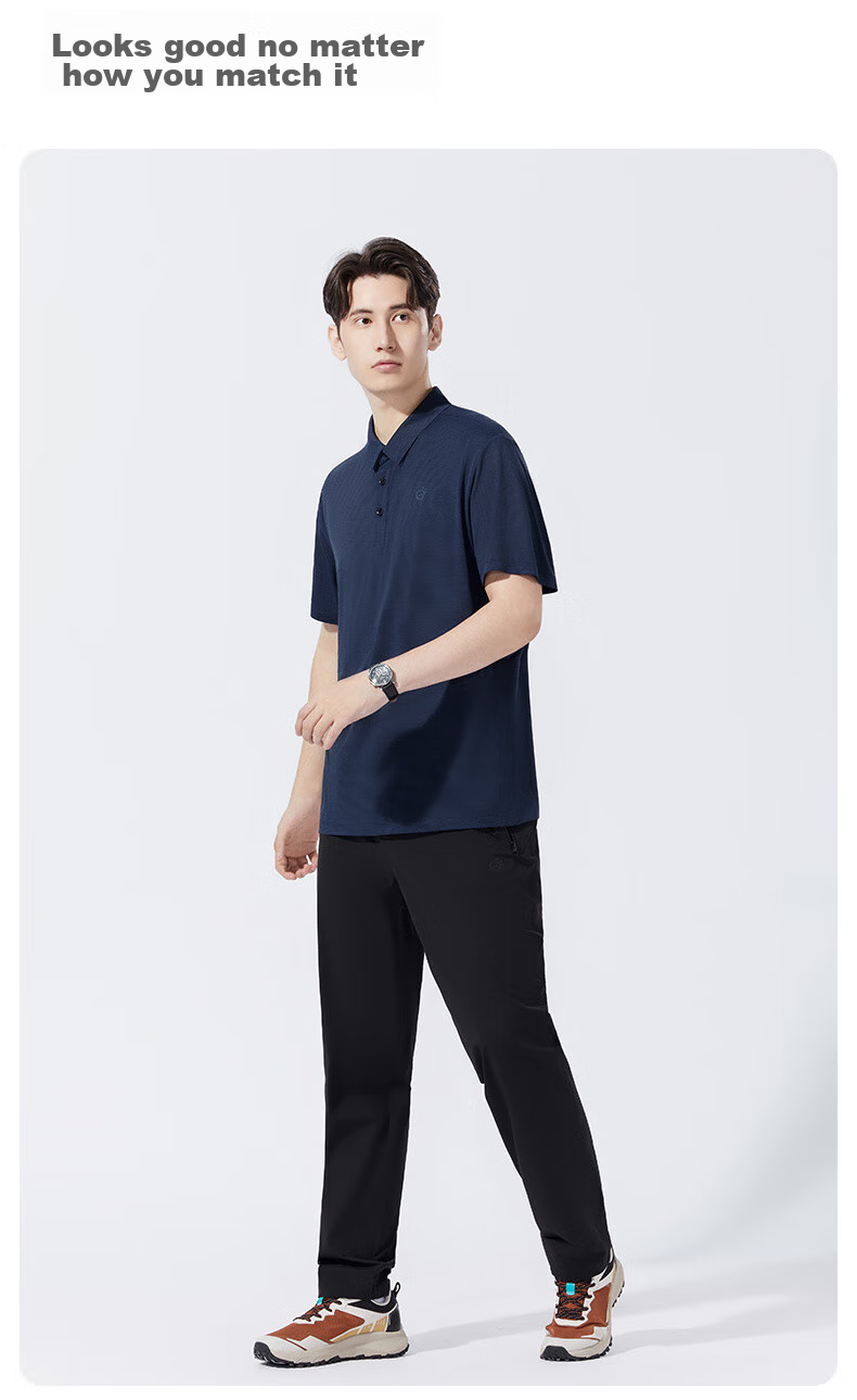 TECTOP Short-Sleeve T-Shirt for Men, Spring And Summer Outdoor Commute Business Casual POLO Shirt 2422147TX Blue Floral Yarn L 18