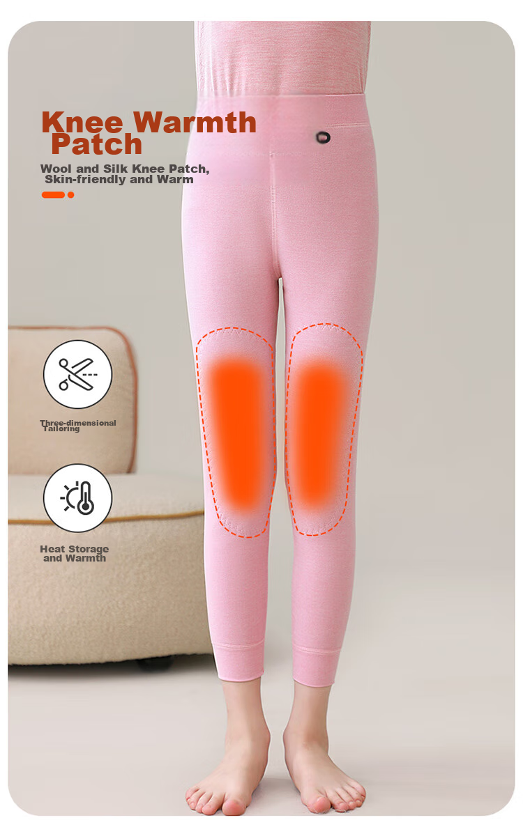 MiiOW Children's Thermal Pants, Girls' Autumn And Winter Knee Protection, Fleece-Lined Thickened Leggings, for Older Girls to Wear Underneath, Pink, Size 170 8