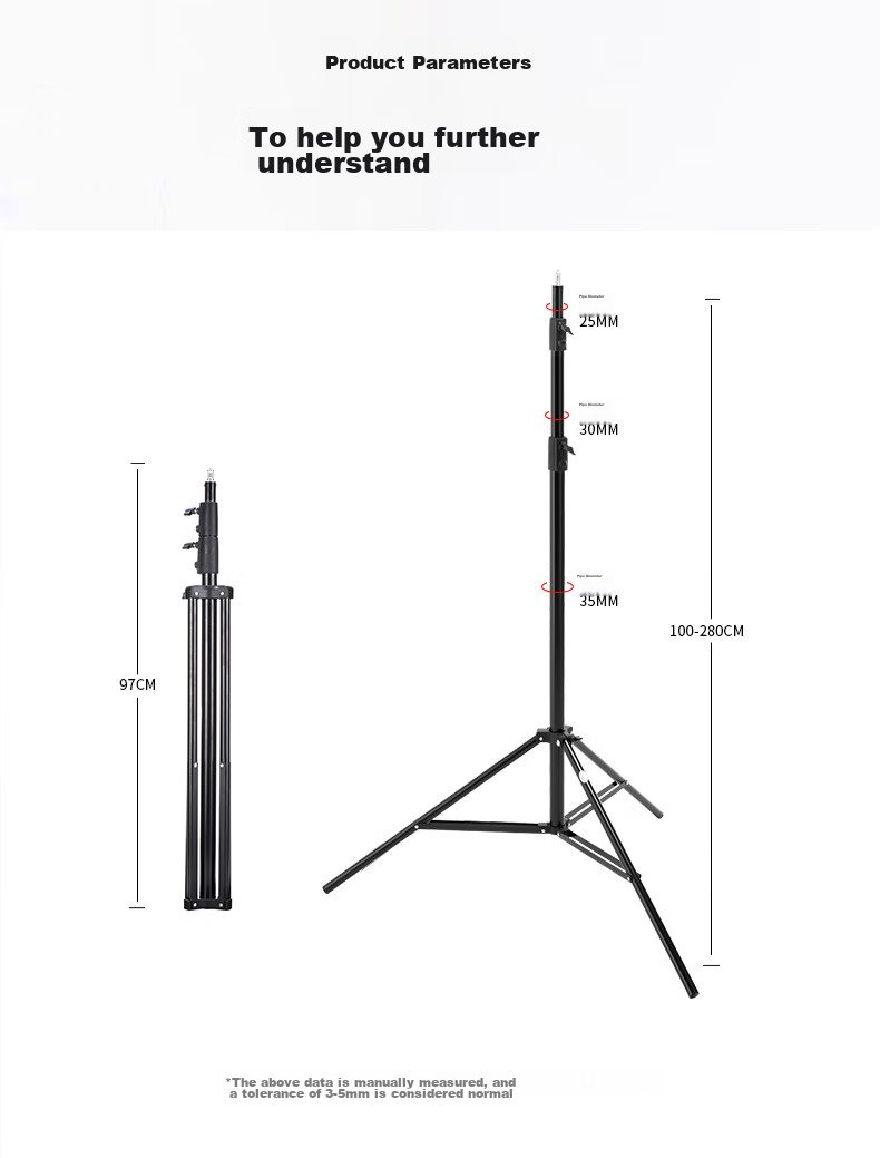 Beiyang 2.8-Meter Air Cushion Light Stand, Photography Light, Live Streaming Light, Flash Light Stand, Portable Studio Light, Video Studio Live Streaming Tripod Light Stand, Folding Light Stand 11