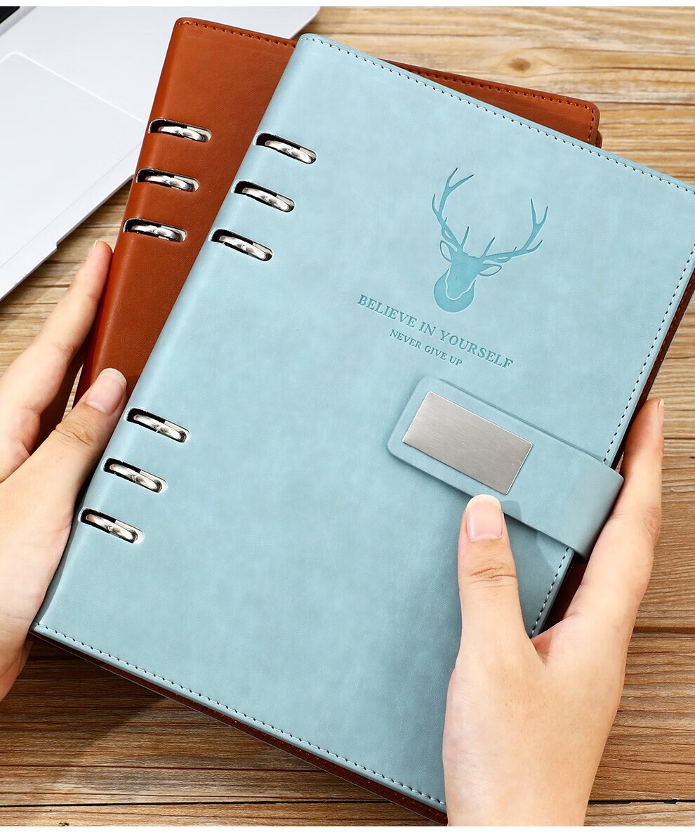 Longe Loose-Leaf Notebook A5, Detachable Pages, Journal, Stationery, Office Meeting Record Book, Customizable Logo, A5 Black 9