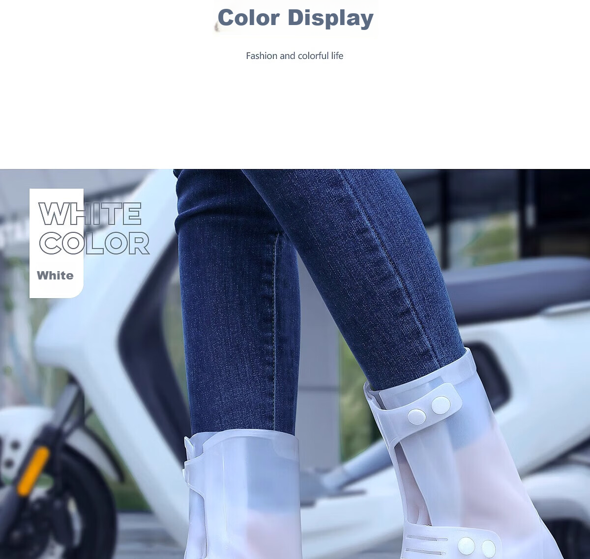 BWNK Waterproof Rain Boots, Non-Slip Wear-Resistant Rain Shoes for Adults, High-Top Silicone Thickened Water Shoes, White, 2XL 10