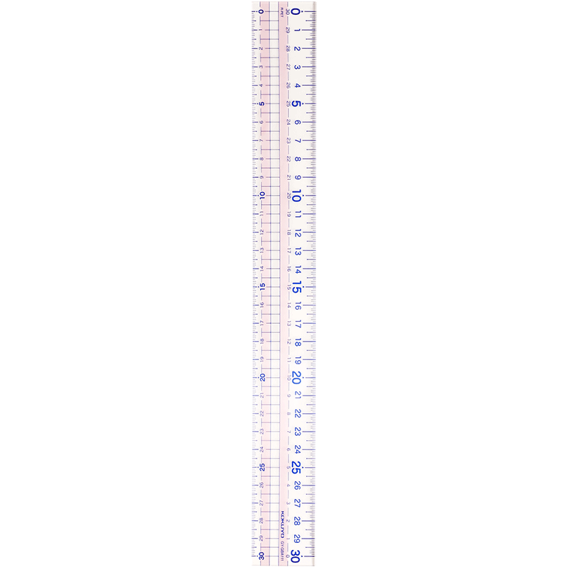 KOKUYO 30CM Straight Ruler, Imported Light-Colored Cookie, Clear Ruler for College Entrance Exam And Drawing Test, Clear Markings, Durable, Transparent Pink, GY-GBA111P