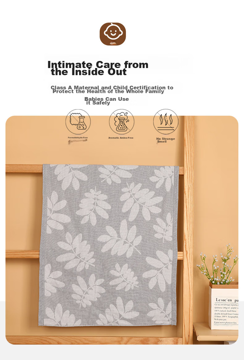 Jinhao 100% Cotton Pillowcase Pure Cotton Four-Layer Gauze Double Breathable Sweat-Absorbent Pillow Towel 50*80cm Round Flower Pattern Pair 11