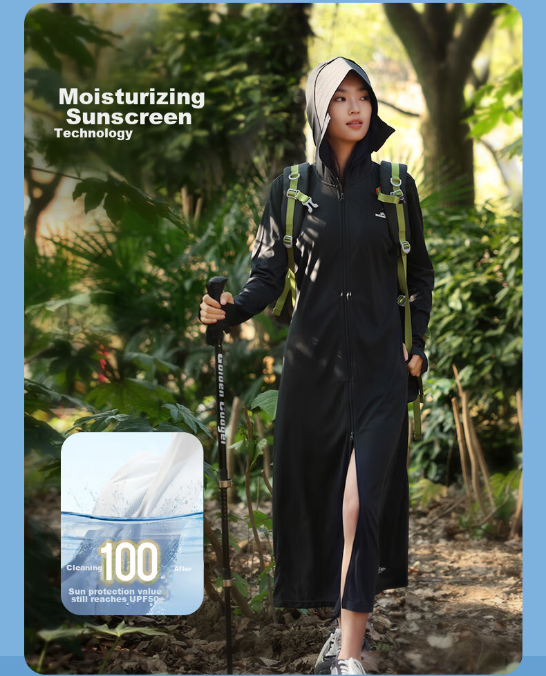 OhSunny Original Yarn Sun Protection Clothing for Women, Long Style, Spring And Summer Breathable UV Protection Jacket, SLC4M248T, Dark Night Black, M 7