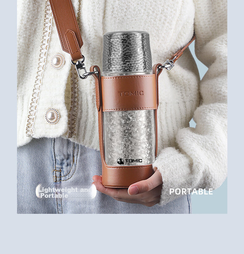 TOMIC Double-Layer Pure Titanium Insulated Tea Infuser Mug for Men And Women, Large Capacity Titanium Water Cup, Gift Souvenir 14