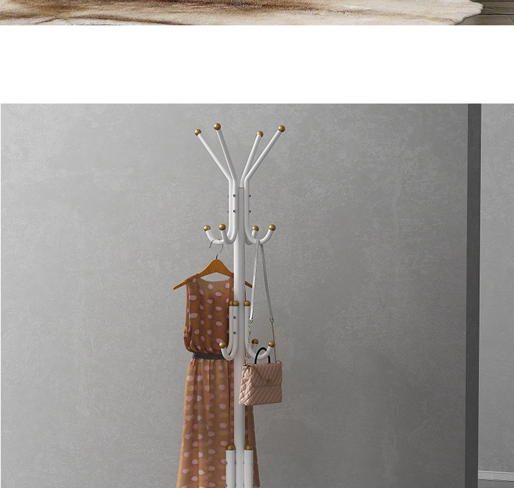 Anerya Iron Coat Rack, Floor-Standing Bedroom Clothes Hanger, Simple Indoor Multi-Hook Garment Stand, Luxury White Versio 4