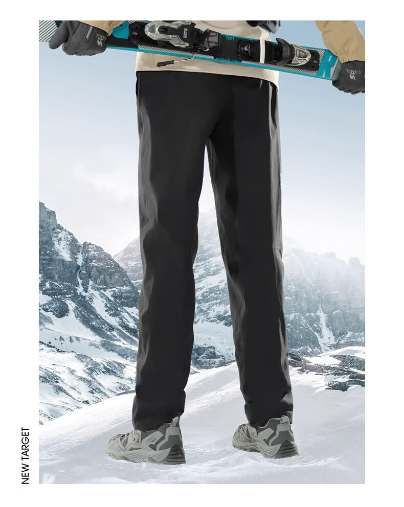 CAMEL Fleece-Lined Hiking Pants, Three-In Autumn And Winter Warm Mountaineering Ski Pants, 0045M Phantom Black, Men's M 17