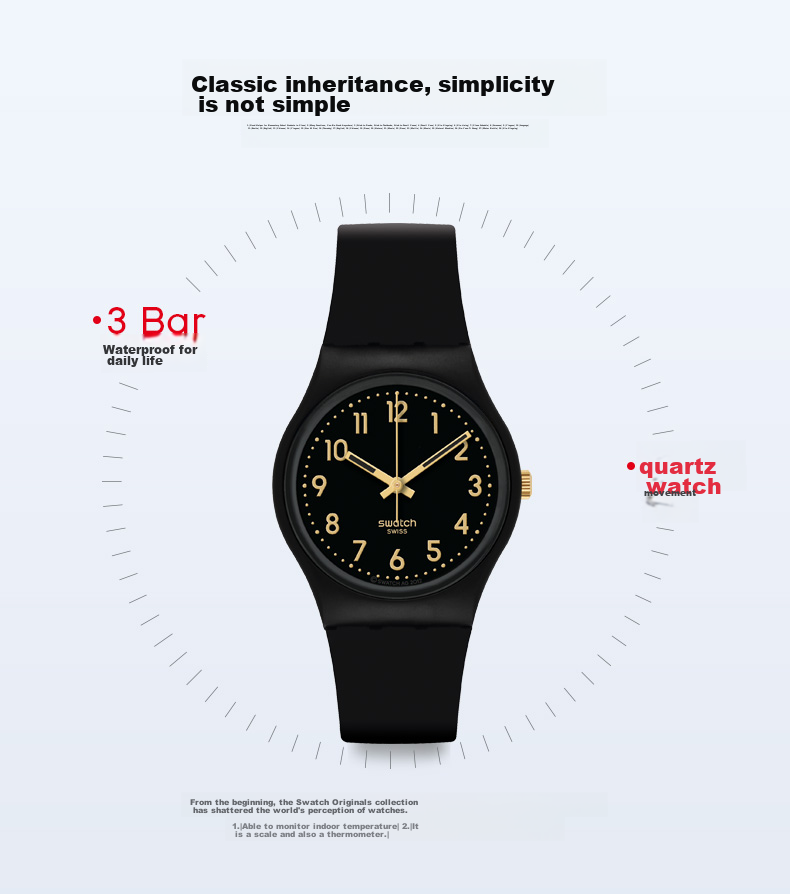 Swatch Swiss Watch, Simple Quartz Wristwatch for Middle And High School Students, Exam Graduation Gift, Gold Password 2.0 2