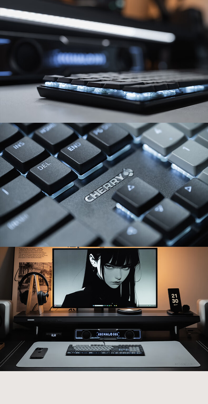 CHERRY KC500TKL MX-LP Low-Profile Keyboard for Office, Business, Home Use, MAC Mechanical Keyboard, Minimalist Design, Slim Profile, Quiet Operation, Eye-Catching Frame, High Aesthetic Value, Black, Red Switch 1