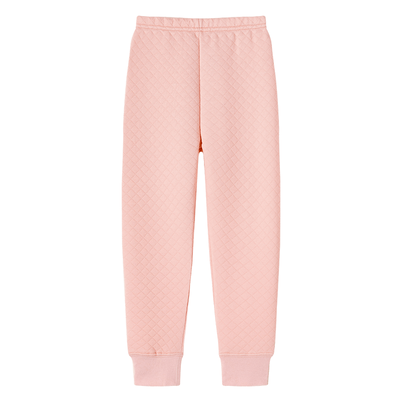 Dingguagua Children's Thermal Underwear, Autumn And Winter Three-Layer Padded Thick Boys' Long Johns, Inner Lining, Pink, Size 170