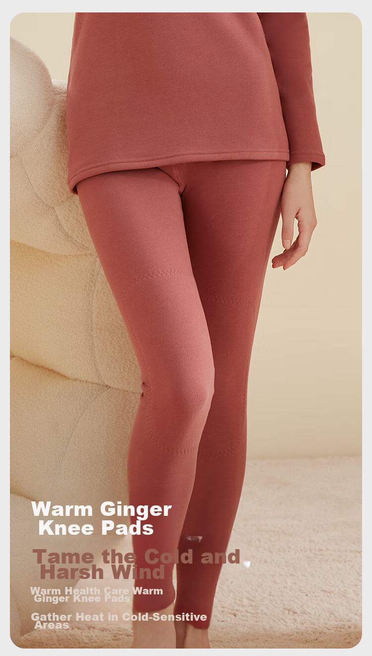 HLA [Xiaohuo-7 Fen Huo] Women's Thermal Underwear, Fleece-Lined Warm Ginger Heating Patch, Thickened Autumn Top And Pants Set 9