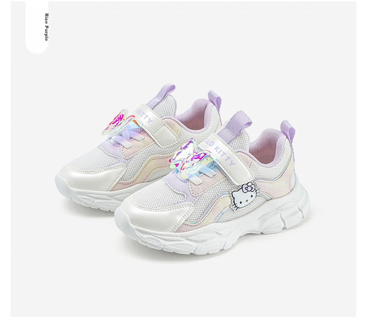 HELLOKITTY Girls' Sneakers, Children's Soft-Soled Lightweight Casual Shoes, Versatile Running Shoes for Girls, 6801 Pink, Size 24 8