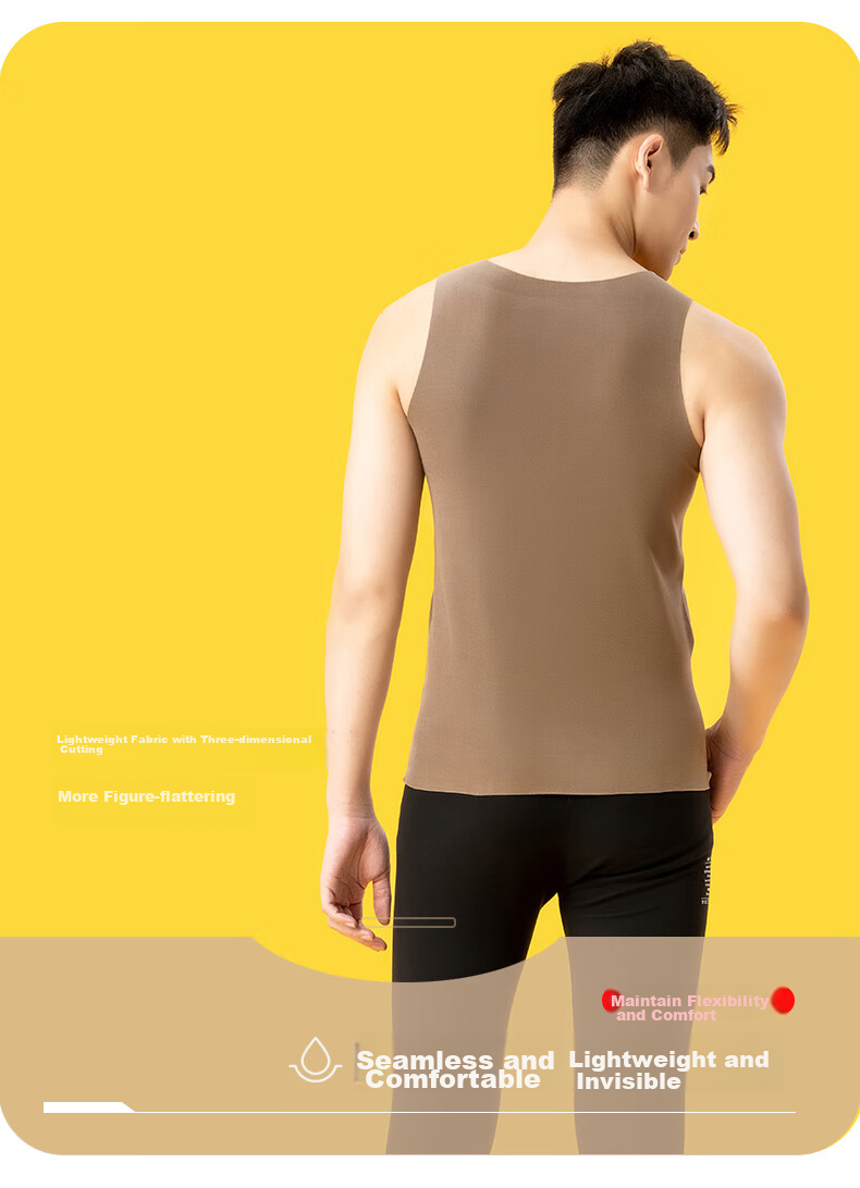 Yiershuang [Cashmere Silk] Autumn Winter Warm Vest Men's Seamless Cut Fleece Lined Thermal Underwear 11