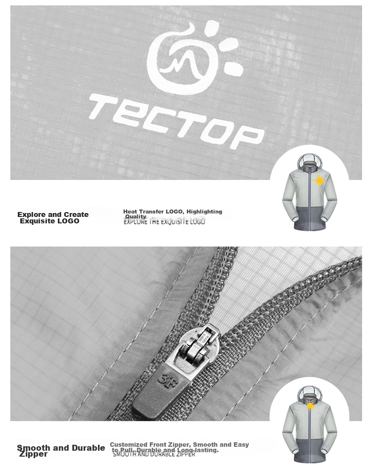 TECTOP Skin Windbreaker, Outdoor Couple Style Lightweight Breathable Men's Windbreaker JL3009 Men's Light Gray S 21