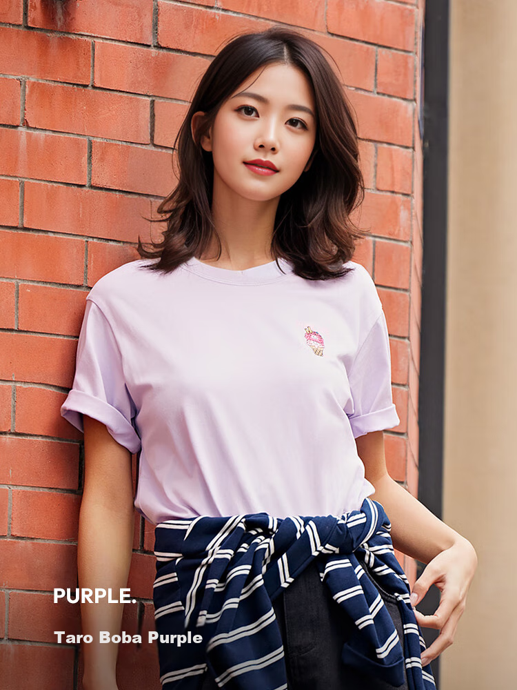 Semir [Colorful Cool-Touch T-Shirt] Women's Short-Sleeve Mid-Length Loose Comfortable Embroidered Top 109324100007 10