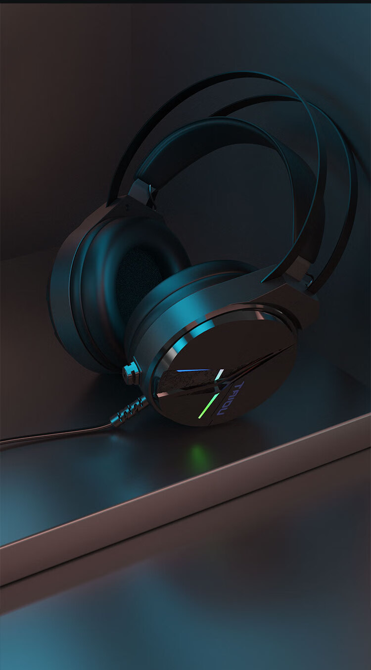 Taidu THS306 Phantom Dragon Eye Gaming Headset Wired USB 7.1 Surround Sound Wing-style Headband PUBG Delta Operation White Blue 17