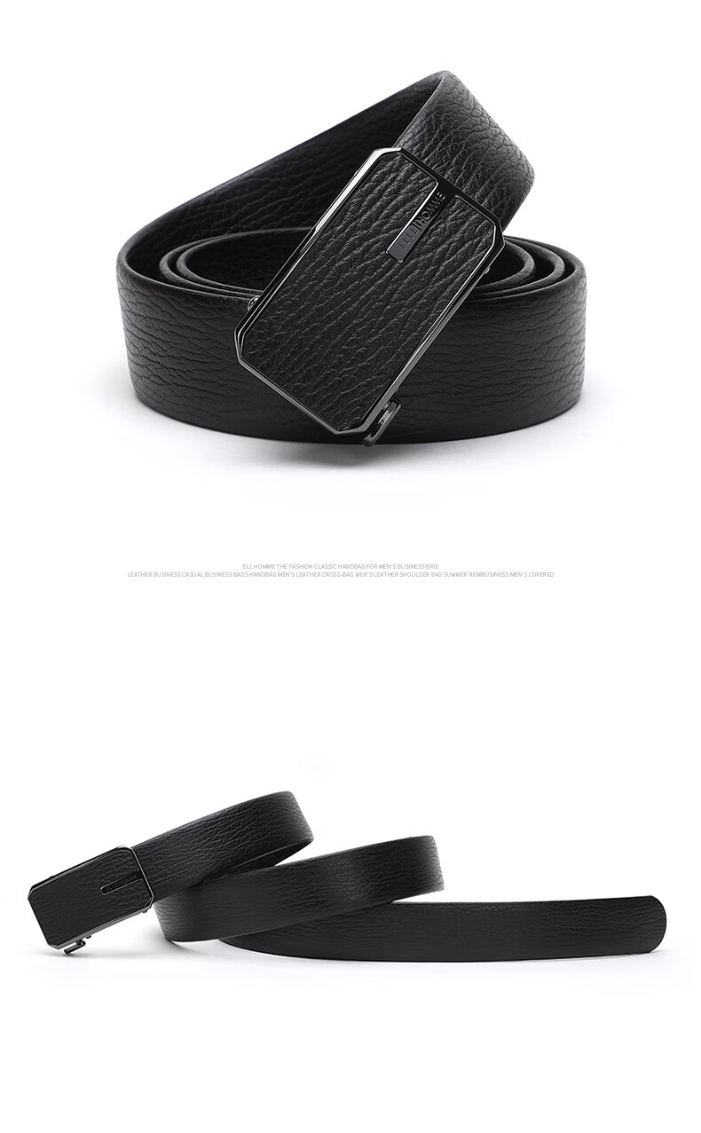 ELLE HOMME Men's Belt, Top-Grain Leather Automatic Buckle Waistband, Business Formal Trouser Belt, Birthday Gift for Boyfriend 9