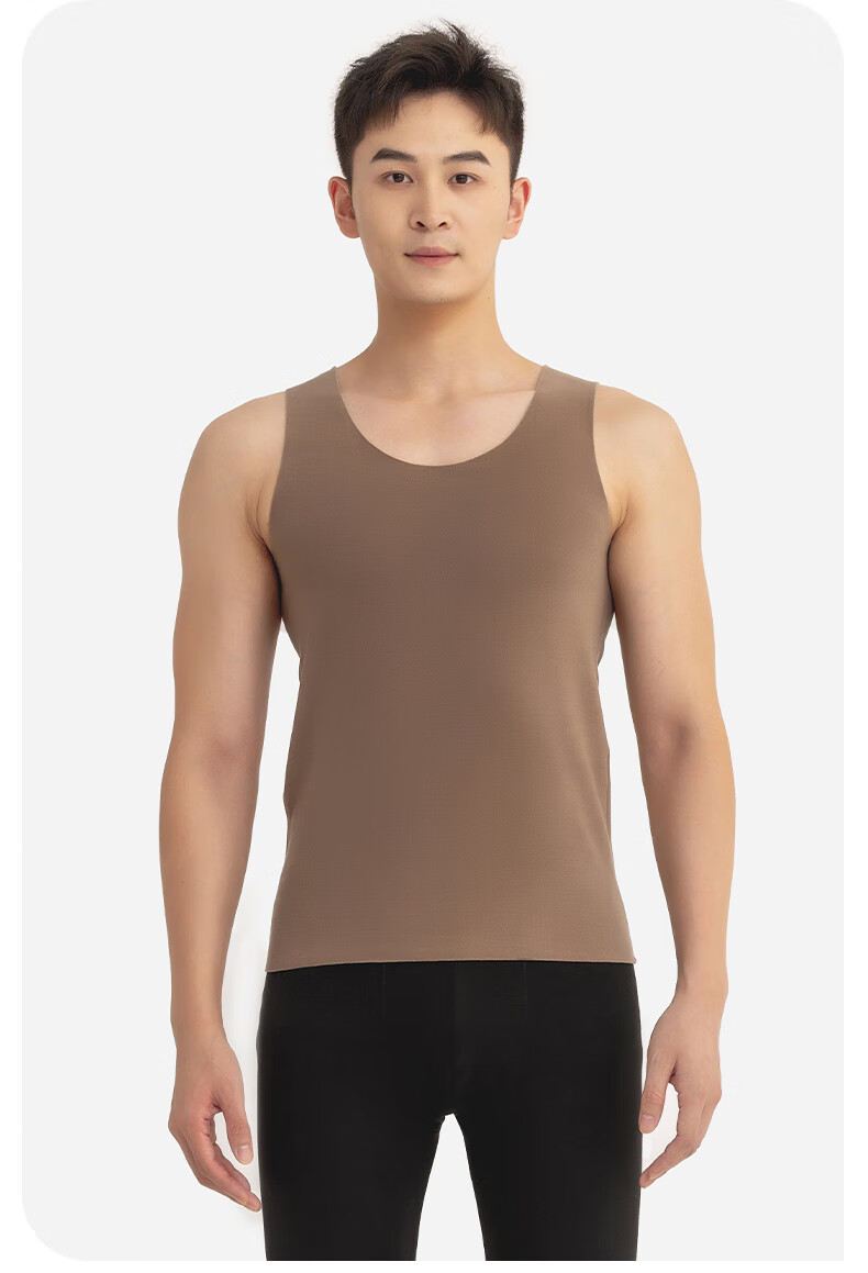 Yiershuang [Cashmere Silk] Autumn Winter Warm Vest Men's Seamless Cut Fleece Lined Thermal Underwear 19