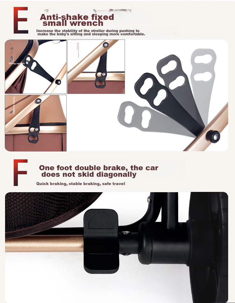 ANGI BABY Stroller: Reclining, Foldable, High-View, Reversible, Shock-Absorbing Baby Carriage 17
