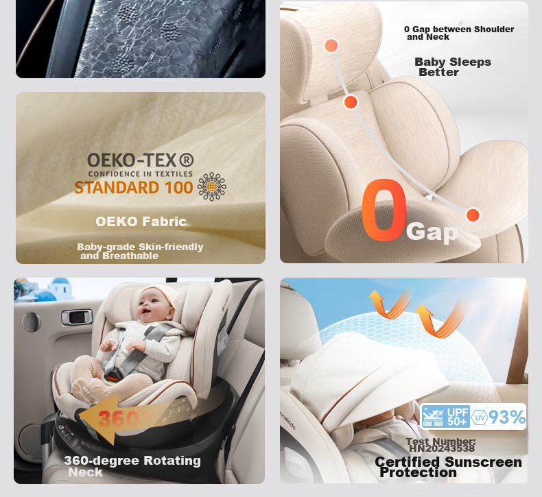 Innokids Child Safety Car Seat, Suitable for Ages 0-4 Ventilated And Heated, 360° Rotation, I-Size Certified, IK16N Black 4