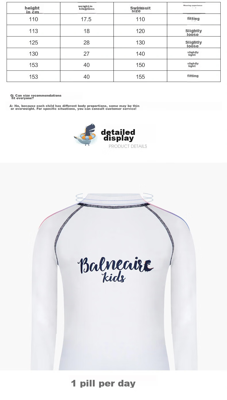 BALNEAIRE Little Dinosaur Series Two-Piece Swimsuit for Boys, Small Stand-Up Collar Design, Fashionable Skin-Friendly Children's Swimwear for Beach, Size 100 9