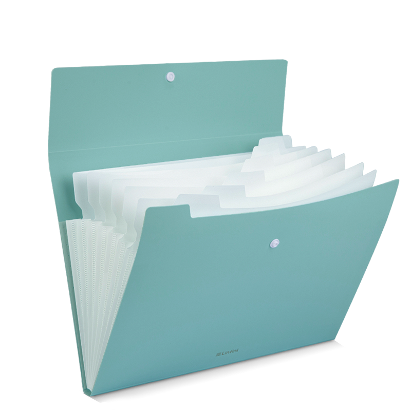 Deli Leshu Series, 8-Compartment Button Multi-Layer Accordion File Folder, Student Exam Paper Storage Bag, Office Supplies Document Protection, Mint Green 72456