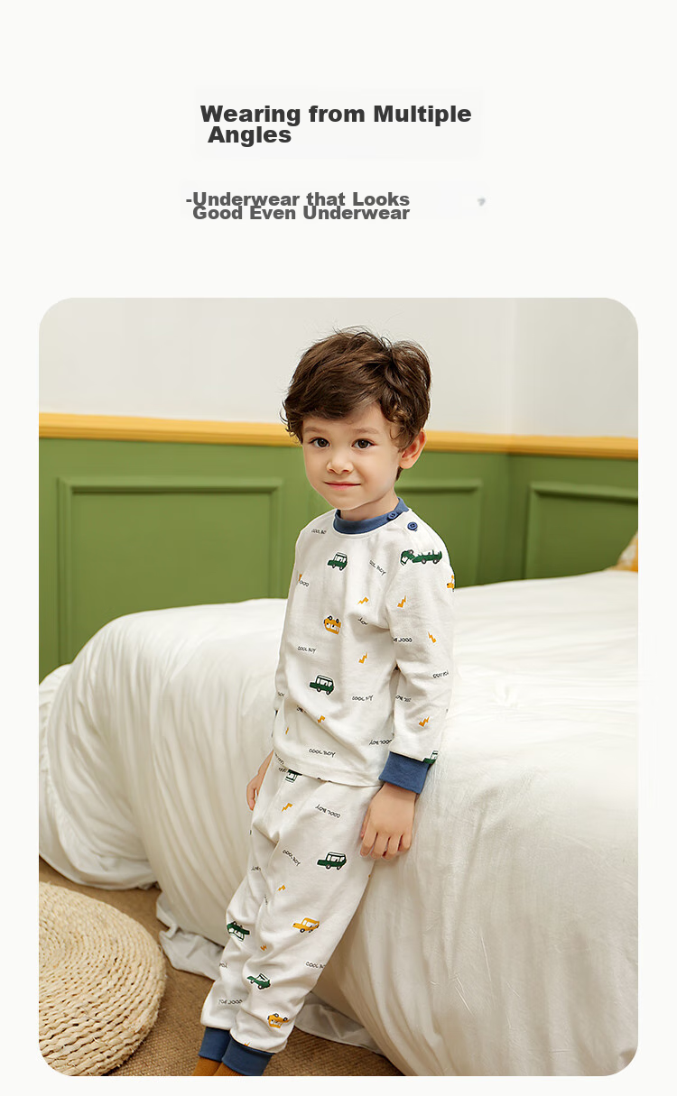 YUZHAOLIN Children's Autumn Underwear Set, Boys And Girls Cotton Underwear, Sleepwear for Young Kids 10