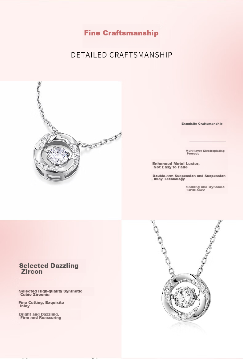 Kadiluo (KADER) Heart-Shaped Radiant Necklace, 925 Silver Pendant, Collarbone Chain, Birthday Gift for Girlfriend 11
