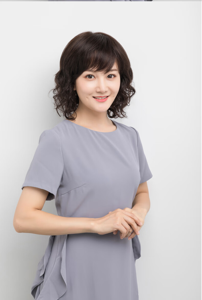 Baisitang Women's Mid-Length Wig Full Head Covering Real Human Hair for Middle-Aged And Elderly, Gift for Mom (Dark Brown) 6