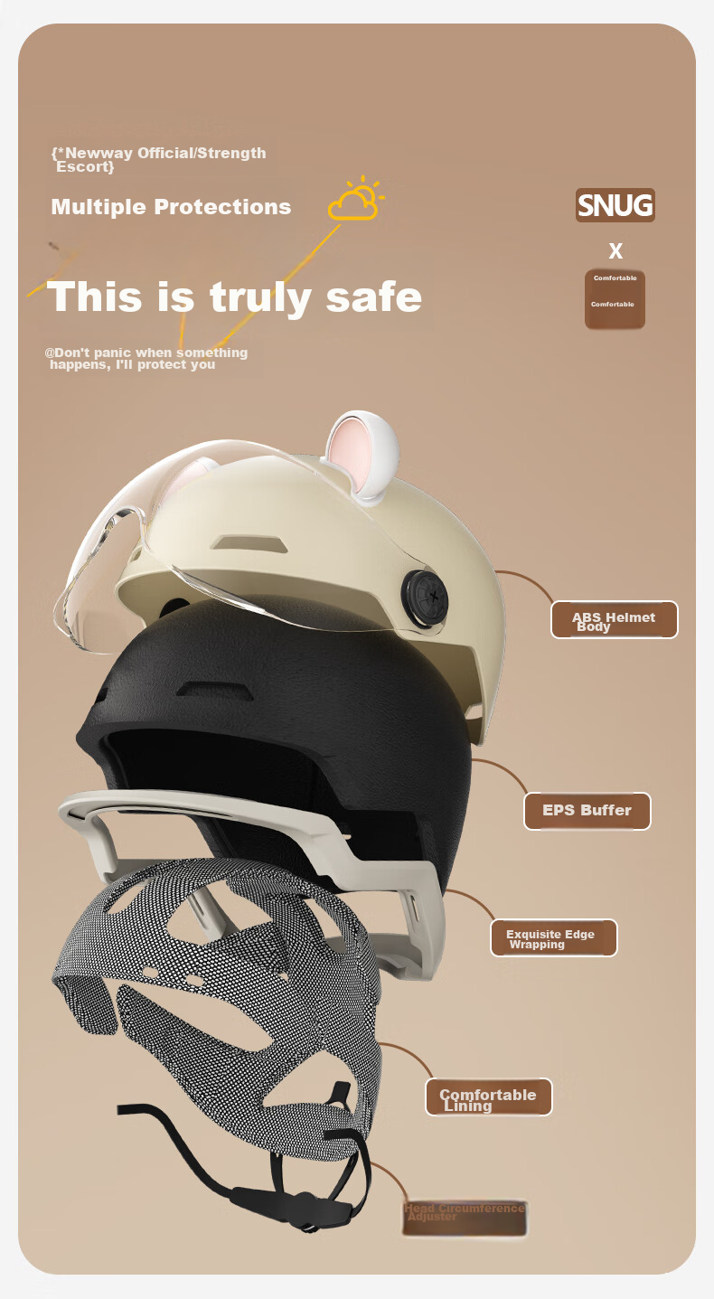NEVA 3C Certified Helmet Electric Motorcycle Helmet for Men and Women Summer Sun Protection Rainproof Safety Helmet Matte Black with Transparent Short Visor Lightweight Comfortable Durable 12