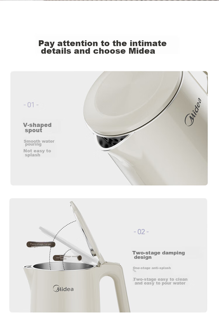 Midea Electric Kettle with Automatic Shut-Off And Temperature Control, 316L Stainless Steel, Baby-Safe Grade, 7 Temperature Settings, 1.7L Large Capacity, 17X304-PRO 10