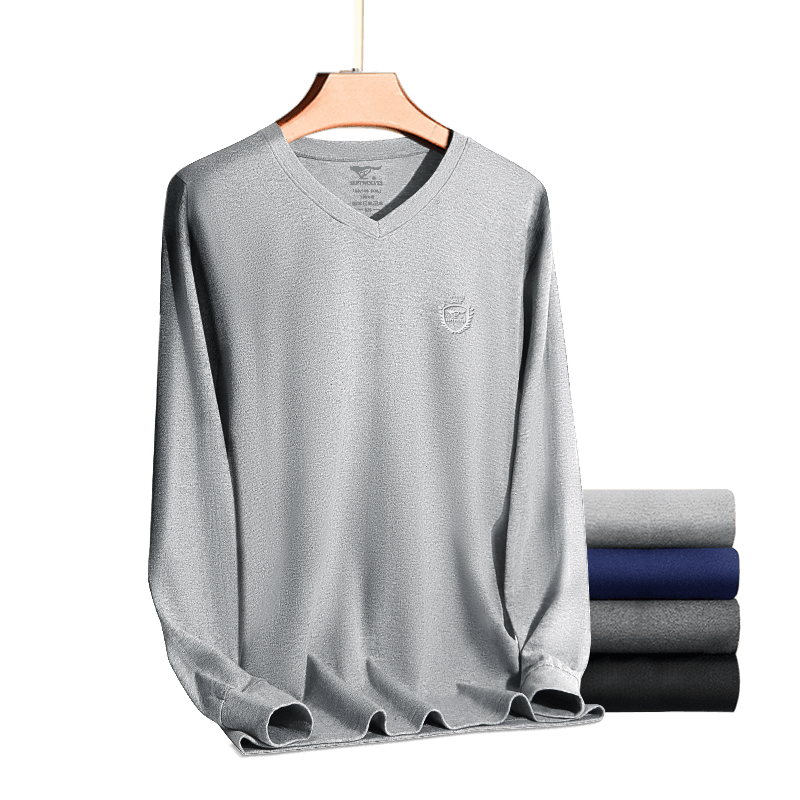 SEPTWOLVES [Antibacterial] Men's Autumn And Winter Undershirt, Pure Cotton Thermal Top, Men's Warm Underwear, All-Cotton V-Neck Cotton Sweater