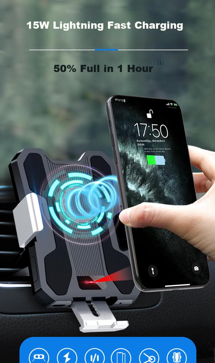 ESCASE Car Wireless Charging Dock, Fast Charging Car Air Vent Mount, Compatible with Apple 15 And Xiaomi 14 Phones 1