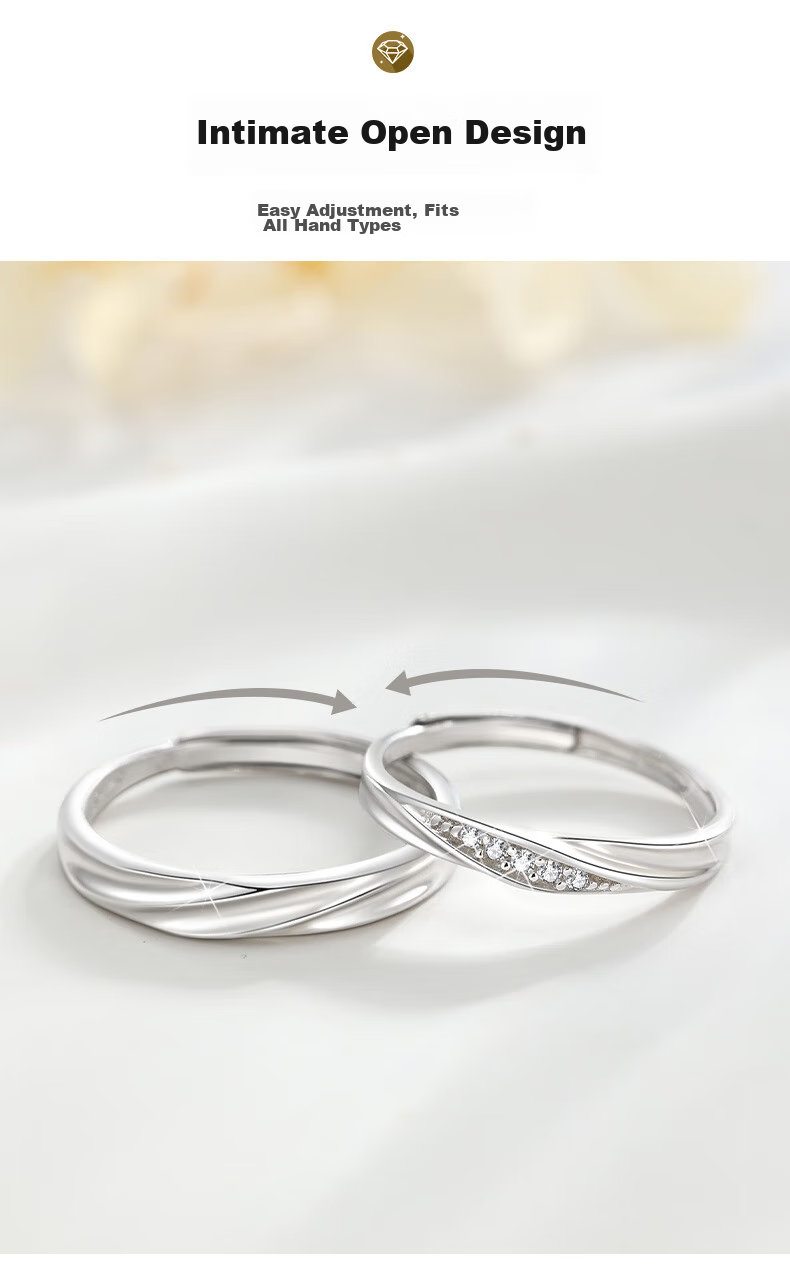 Zhenshangyin Chinese Gold Couple Rings, Diamond Engagement Rings for Couples, Proposal Ring Set, Size 38, Women's Day Gift for Girlfriend 6