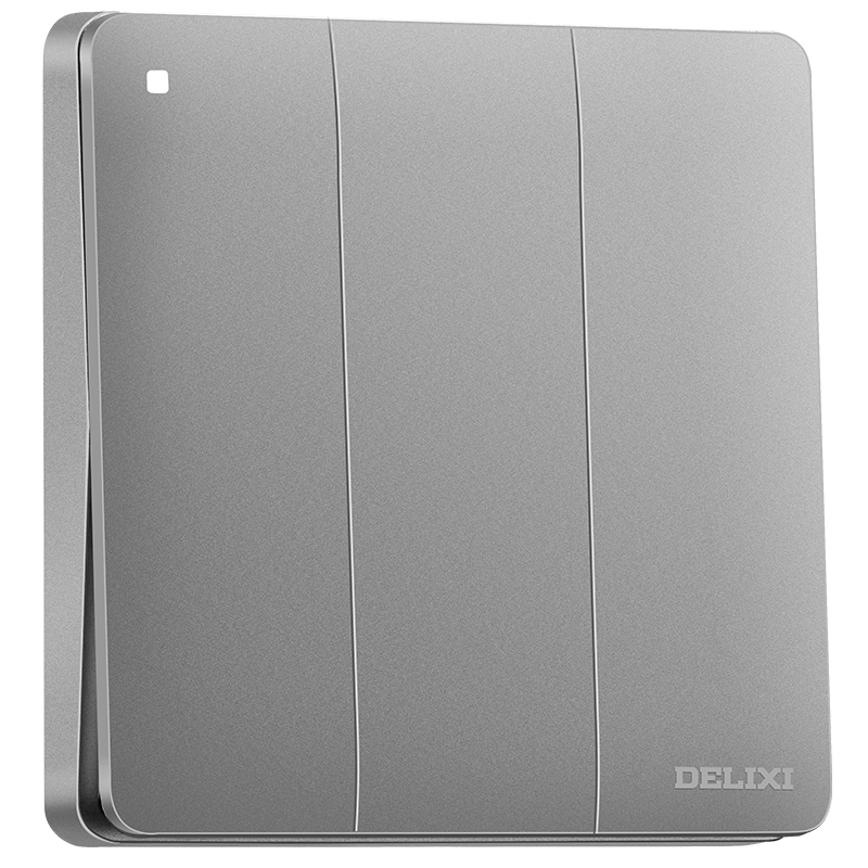 DELIXI Switch Panel, CD821 Series, Triple Three-Gang Single-Control Switch, Starlight Silver Large Plate