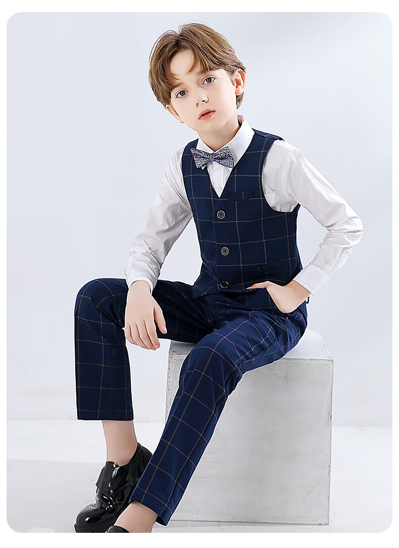 Yinuofang Children's Suit Set, Boys' Vest Set, Children's Day Performance Costume, Boys' Host Formal Wear, Flower Girl Show Suit 1