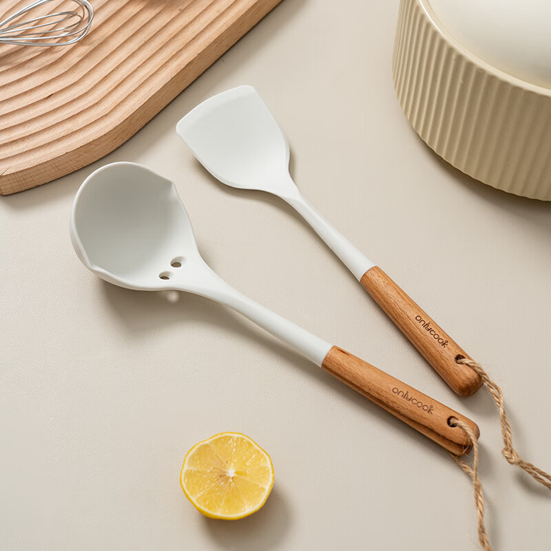 Onlycook Mini Silicone Spatula And Soup Ladle Set, Silicone Spoons And Spatulas, Heat-Resistant Non-Stick Cookware Set with Two Pieces
