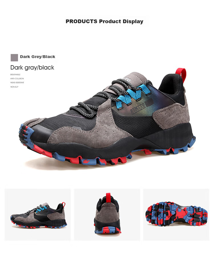 HUMTTO Men's Outdoor Hiking Shoes, Comfortable Breathable Casual Trekking Shoes, Non-Slip Wear-Resistant Climbing Shoes, Dark Gray-Black, Size 39 13