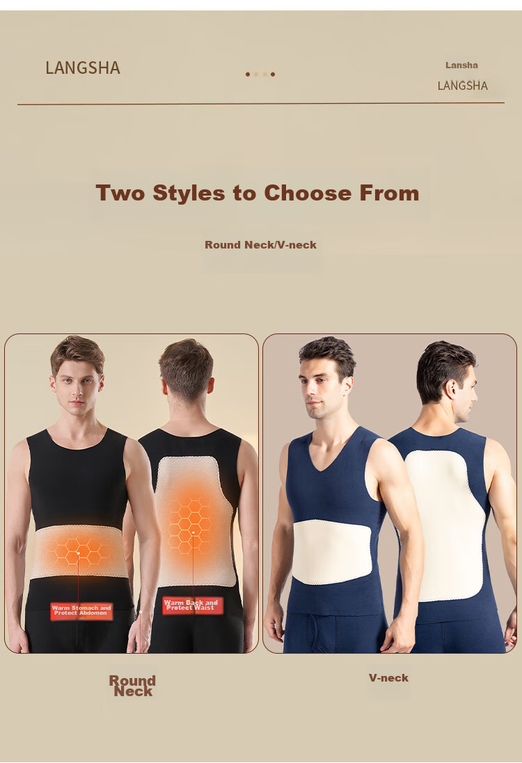 LangSha Thermal Vest for Men, Wool And Silk Patch, Slim Fit, Seamless, Sleeveless, Plus Size Undershirt 6