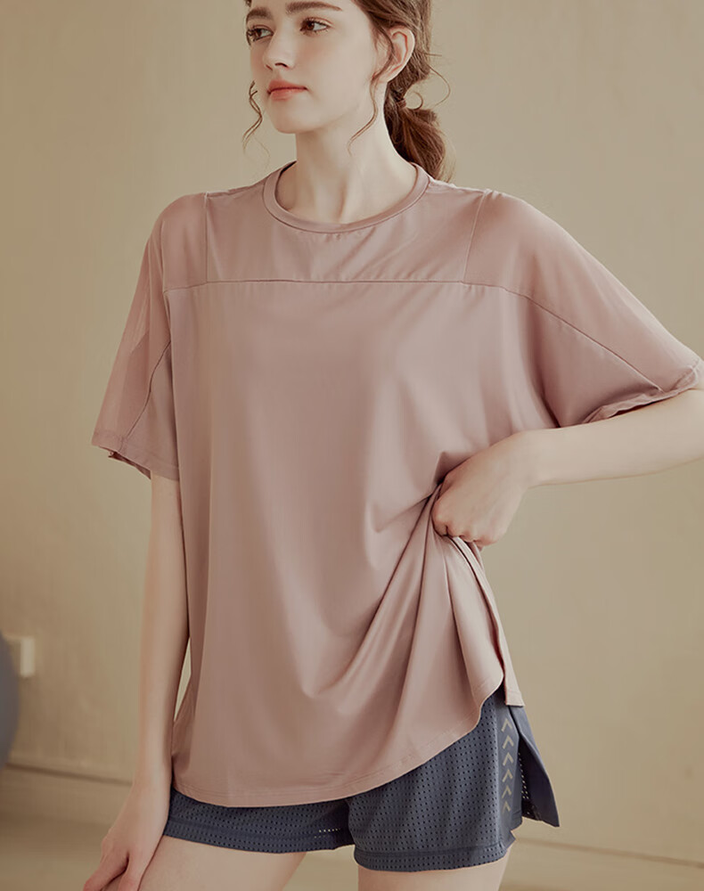 XUEXIMAN Yoga Wear for Women, Loose-Fitting Quick-Dry Short Sleeve Sports Top, Breathable Fitness Cover-Up, Summer Workout Athletic T-Shirt 11
