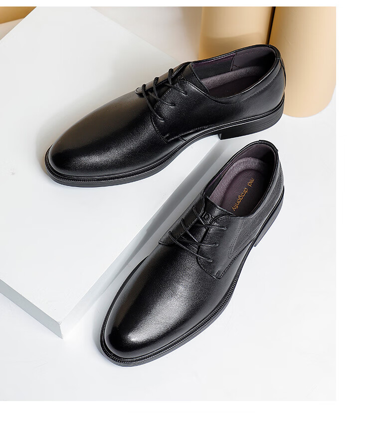 RED DRAGONFLY Top-Grain Leather Formal Business Dress Shoes, Soft Leather Office Derby Shoes, Men's Wedding Shoes WTA13124, Black, Size 42 4