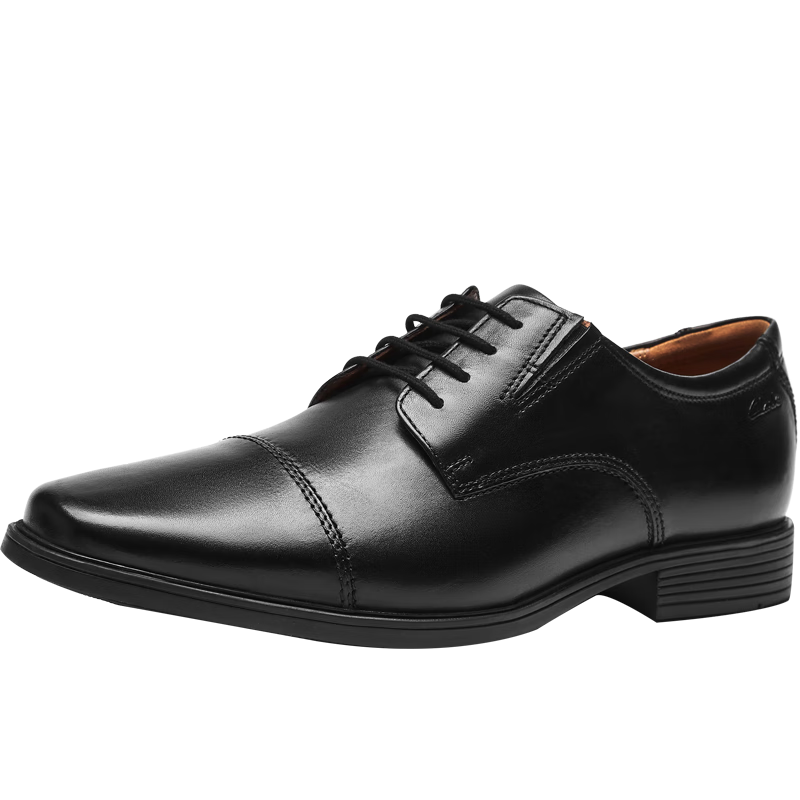Clarks Tilden Cap Business Formal Men's Shoes, Cowhide Comfortable Breathable Square-Toe Derby Shoes for Me