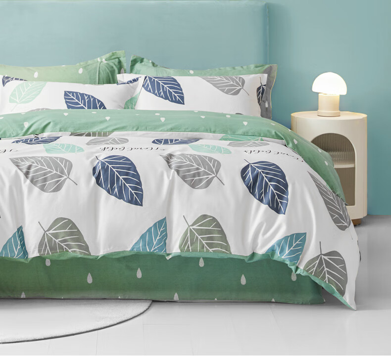 Hengyuanxiang Pure Cotton Four-Piece Bedding Set, 100% Cotton Fresh Style, Includes Bed Sheet And Duvet Cover, King Size Bedding, 220*240cm 1