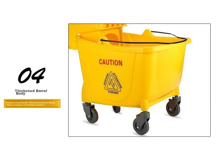 Stu Reinforced Mop Wringer Bucket Household Commercial Cleaning Mop Bucket 34L Yellow with Drain Pipe 11