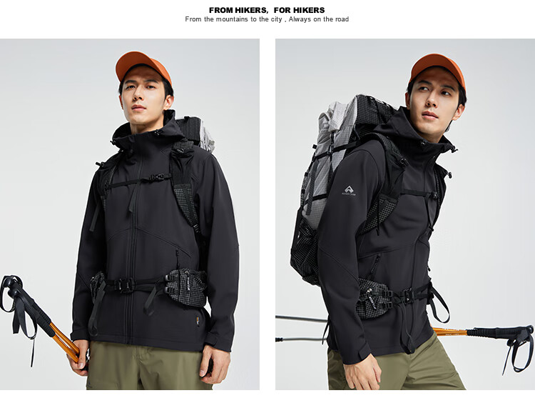 Pioneer Camp Sea Lion Soft Shell Jacket for Men, Spring And Autumn Outdoor Fleece-Lined Warm Windproof Waterproof Cordura Hiking Mountaineering Jacket 18
