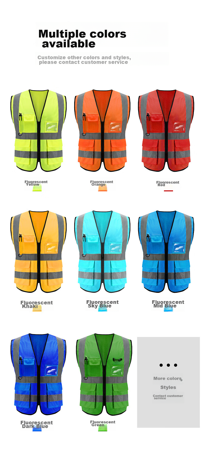 MAINUOQI Reflective Vest, High-Visibility Multi-Pocket Construction Engineering Reflective Clothing, Sanitation Worker Vest, Safety Traffic Warning Uniform [Jingpei Logistics] Multi-Pocket Fluorescent Yellow 7