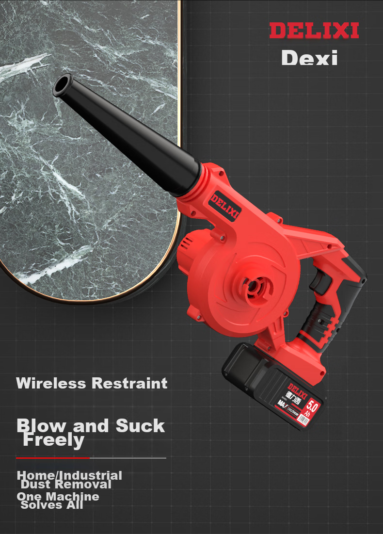 DELIXI Lithium Battery Blower, Compact Household Dust Blower, High-Power Rechargeable Industrial Blower, Wireless Dust Remover 10
