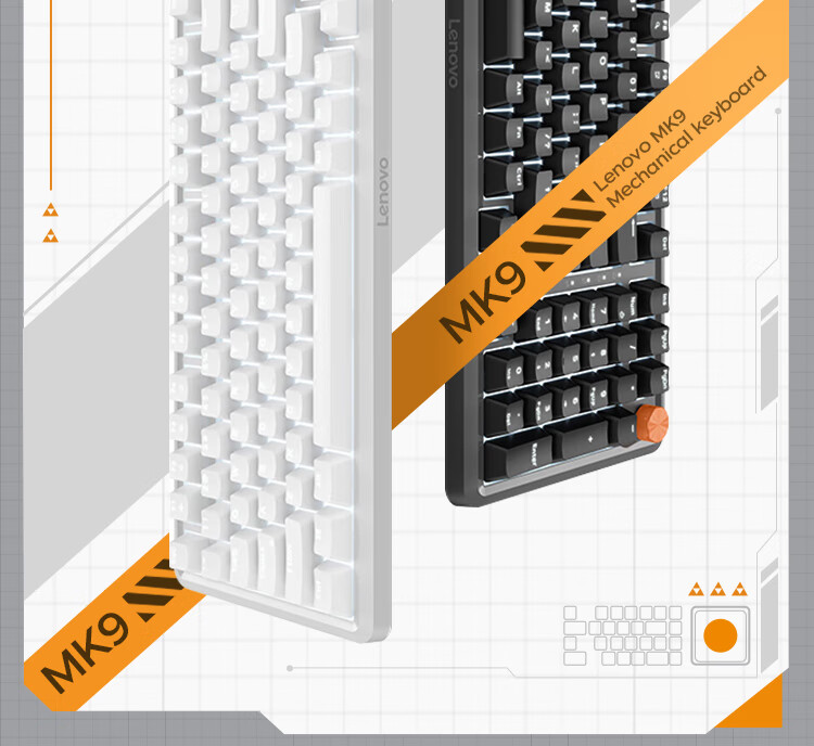 Lenovo Xiaoxin K5 Custom Mechanical Keyboard Full Hot-Swappable, Gaming And Office 79-Key Ring Nu Blue Switch Compatible with Battle Laptop, White And Brown Bruni 3