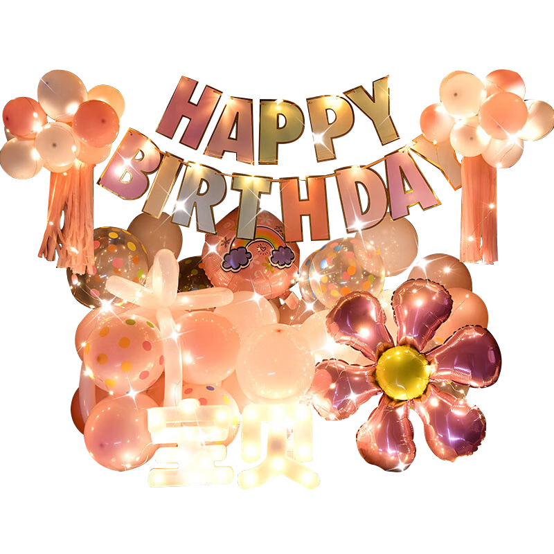 Duomeiyi Birthday Scene Decoration Trunk Decoration Birthday Balloon Props Atmosphere Adult Boys Girls Confession Flower Pink